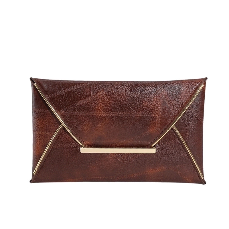 Women's Pu Leather Solid Color Vintage Style Square Flip Cover Clutch Bag