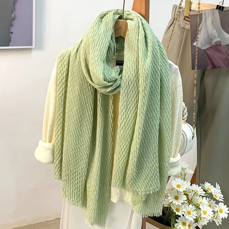 Women's Minimalist Solid Color Cotton And Linen Scarf