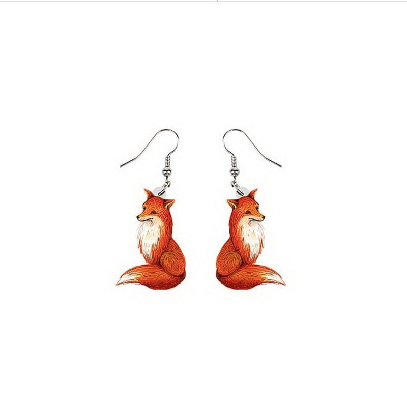 New Printed Hen and Duck Creative Simulation Animal Earrings