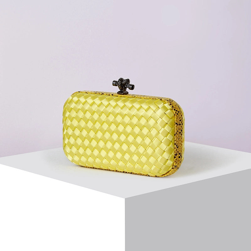 Factory Direct Sales Silk Hand-woven Women's Clutch Crossbody Simple Evening Bag Chain Pouch