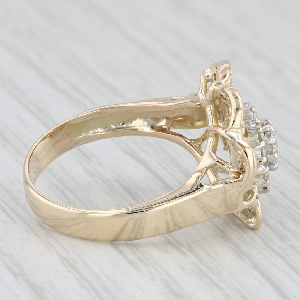 0.67ctw Diamond Cluster Flower Ring 14k Yellow Gold Size 7.75