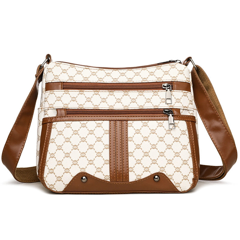 Women's Medium Pu Leather Solid Color Basic Square Zipper Shoulder Bag Crossbody Bag