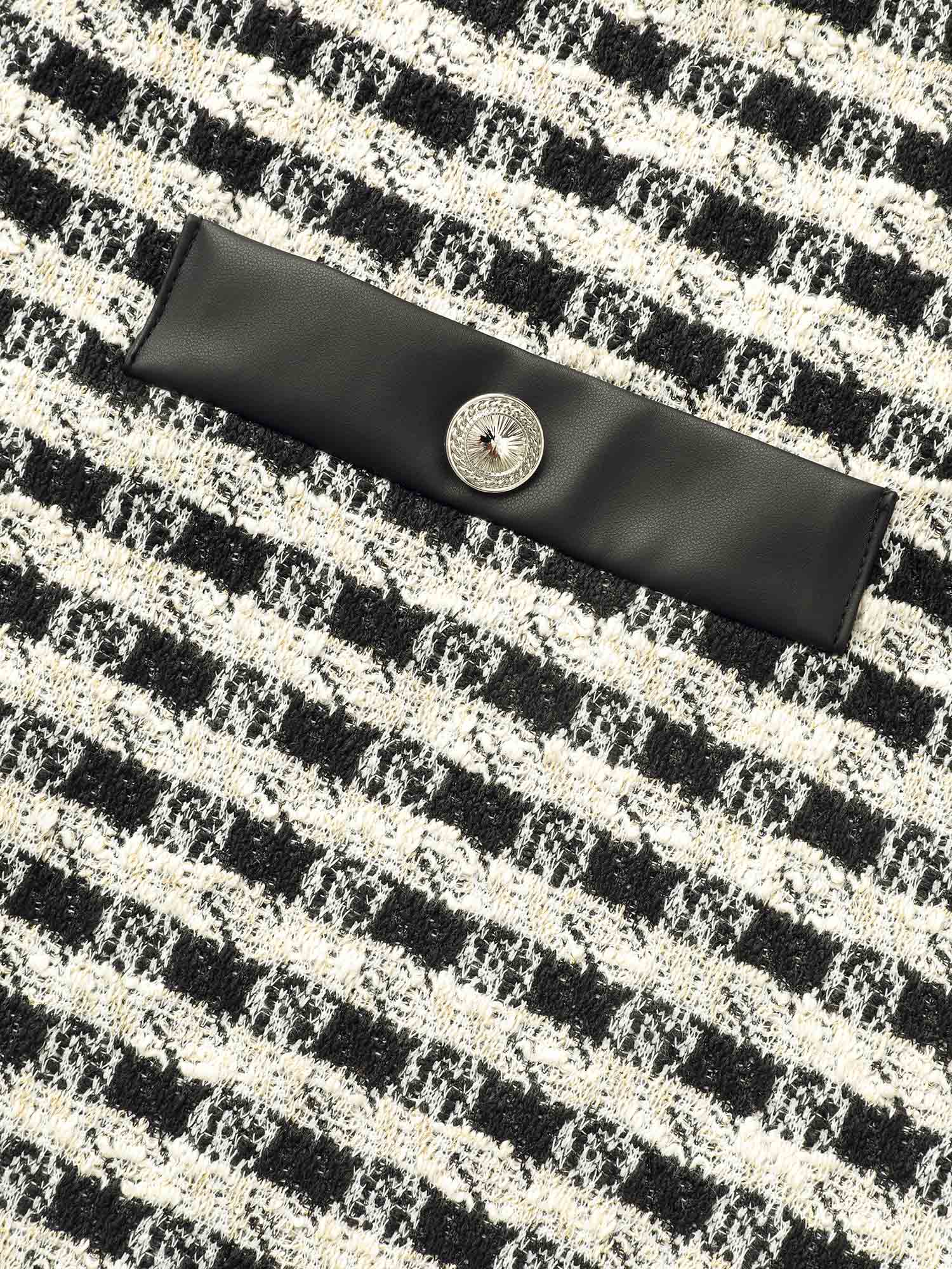Tweed Patchwork Split Hem Dress