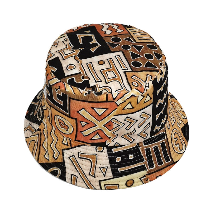 Unisex Retro Symbol Printing Wide Eaves Bucket Hat