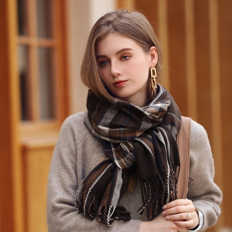 Women's Casual Elegant Streetwear Plaid Imitation Cashmere Scarf