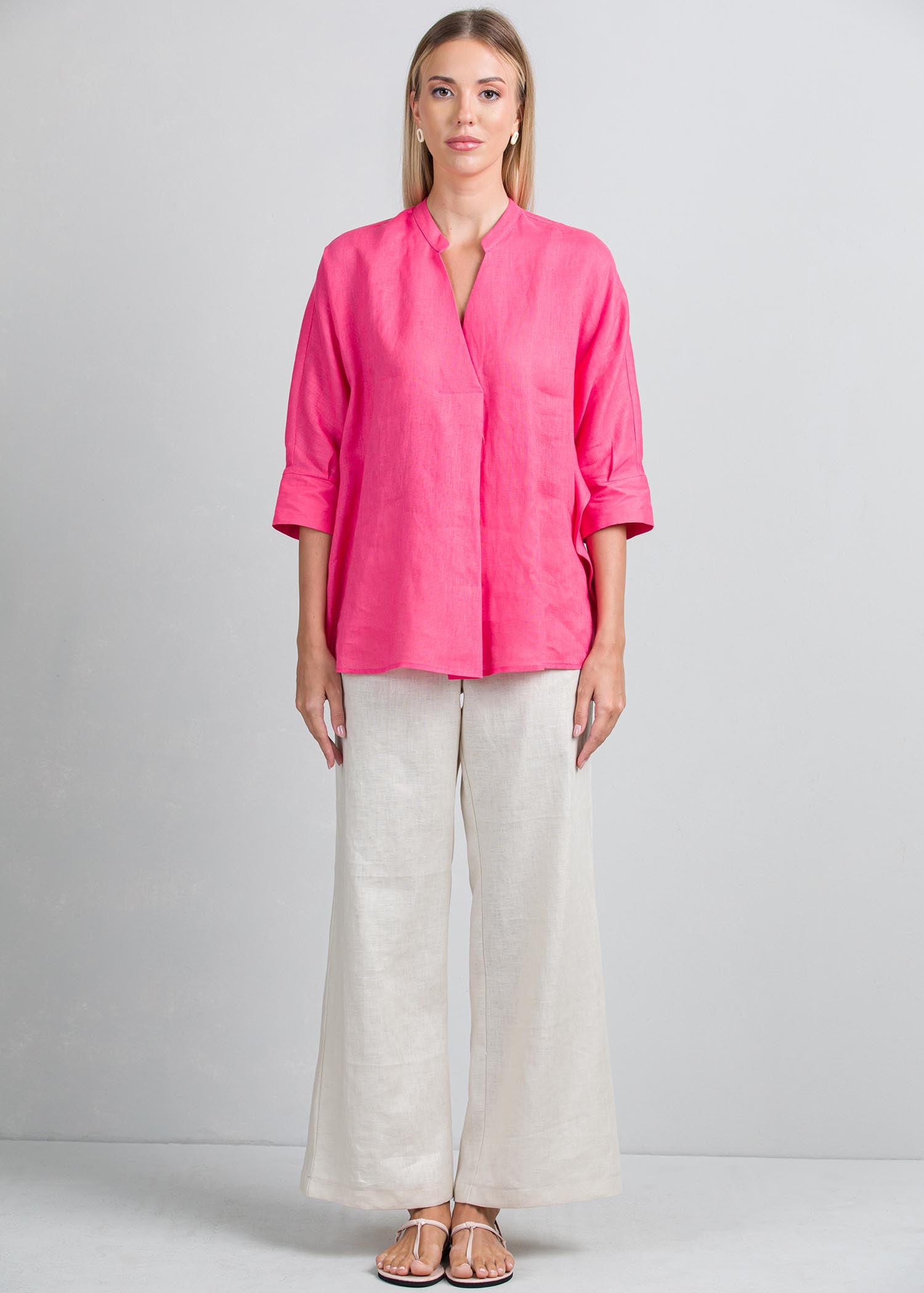 Oversized blouse with front pleat