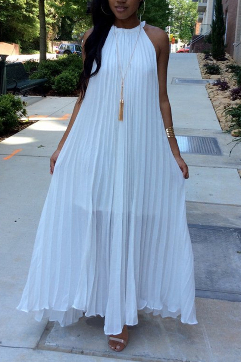 Fashion Sexy Sleeveless Loose Pleated Dress