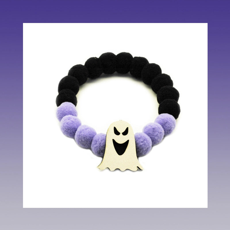 Colorful Ghost Festival Cat Dog Ball Collar Elastic Adjustable Pet Halloween Accessories Cole Duck Accessories