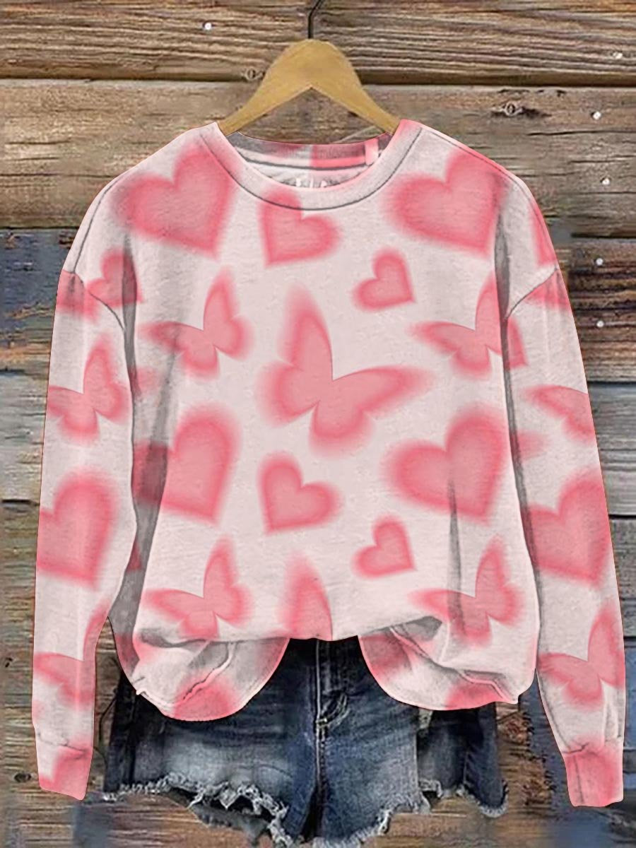 Lovely Pink Butterflies Breast Cancer Awareness Art Print Casual Sweatshirt