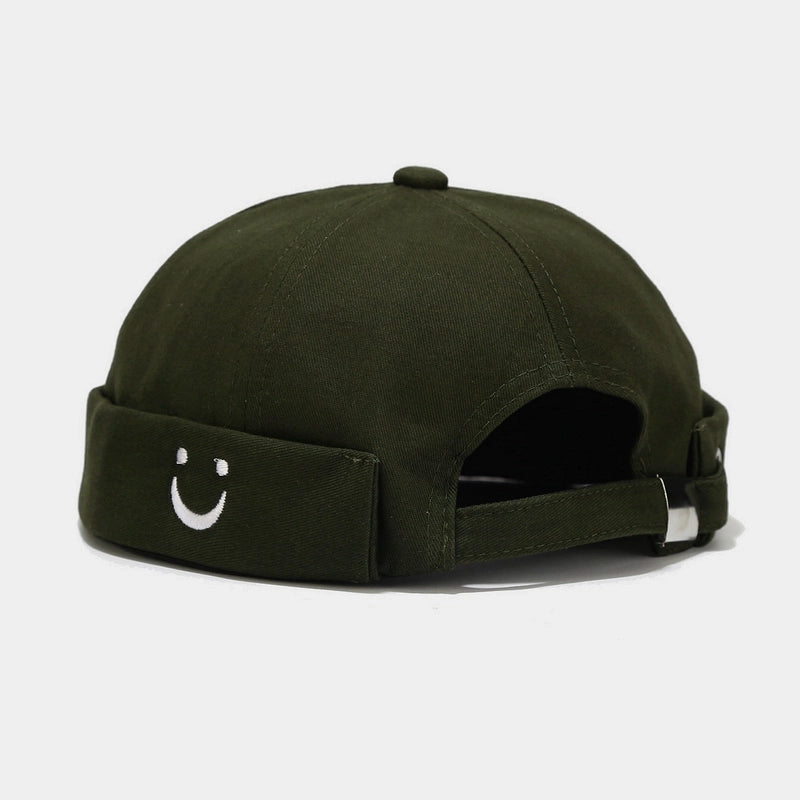 Unisex Minimalist Smile Face Embroidery Eaveless Beanie Hat