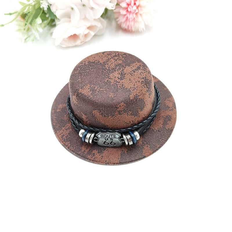 Cowboy Style Polyester Solid Color Pet Hat