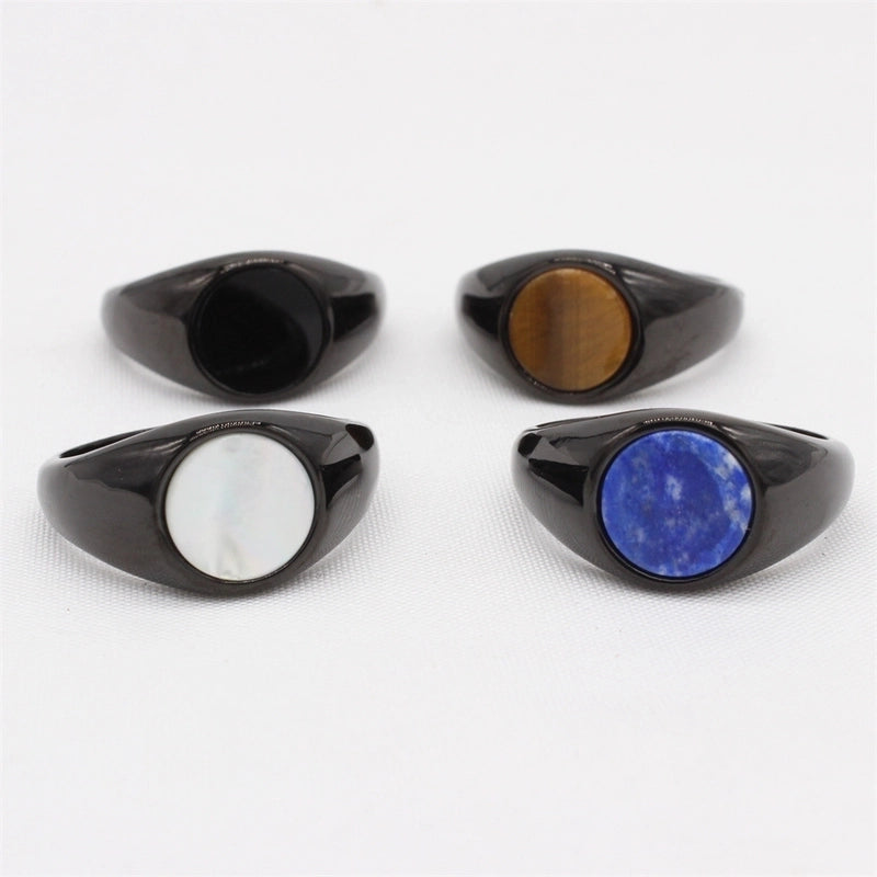 Retro Round Titanium Steel Rings