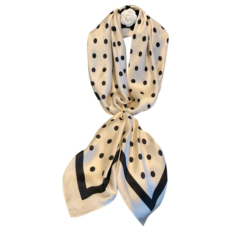 Women's Elegant Business Polka Dots Polyester Printing Silk Scarf