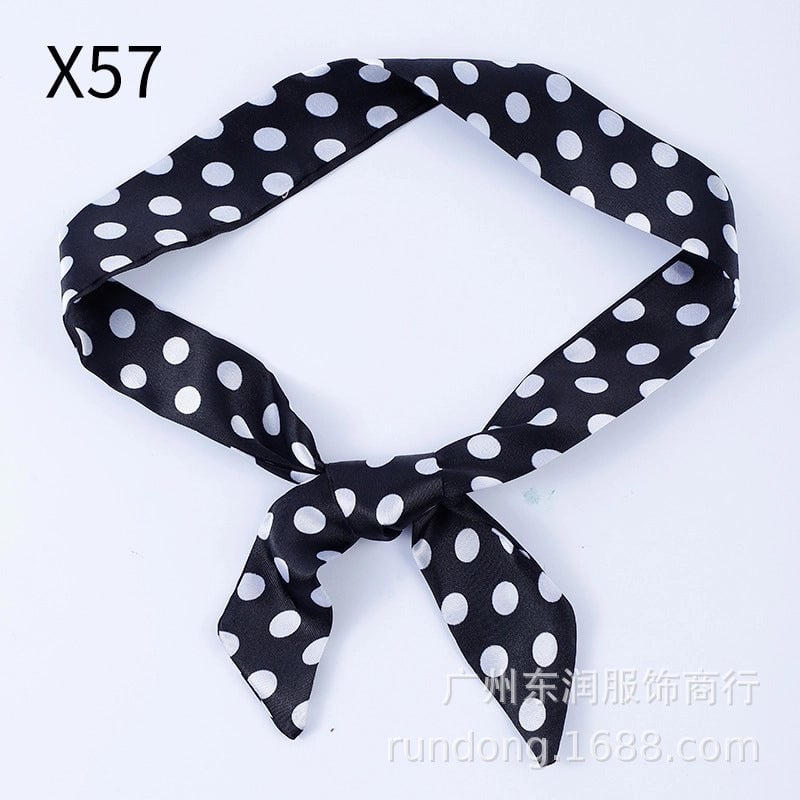 Silk Scarf Long Beveled Small Silk Scarf Double-layer Hair Belt Ribbon Decoration Tie Bag Hand Gift Box Silk Scarf