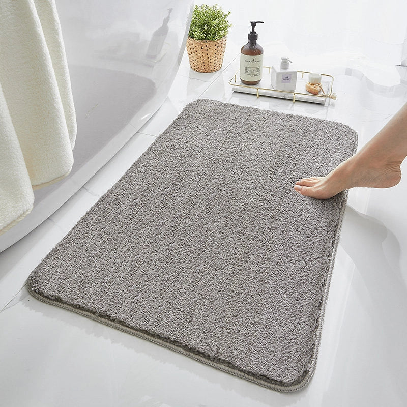 Household Bathroom Door Mat Solid Color Simple Bathroom Absorbent Non-Slip Mat Spot Thickened Fiber Floor Mat