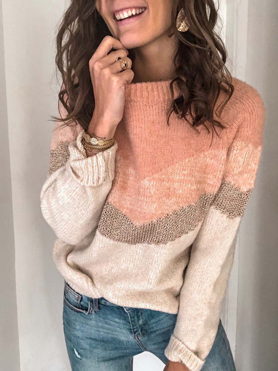 Casual Multicolor Stitching Sweater