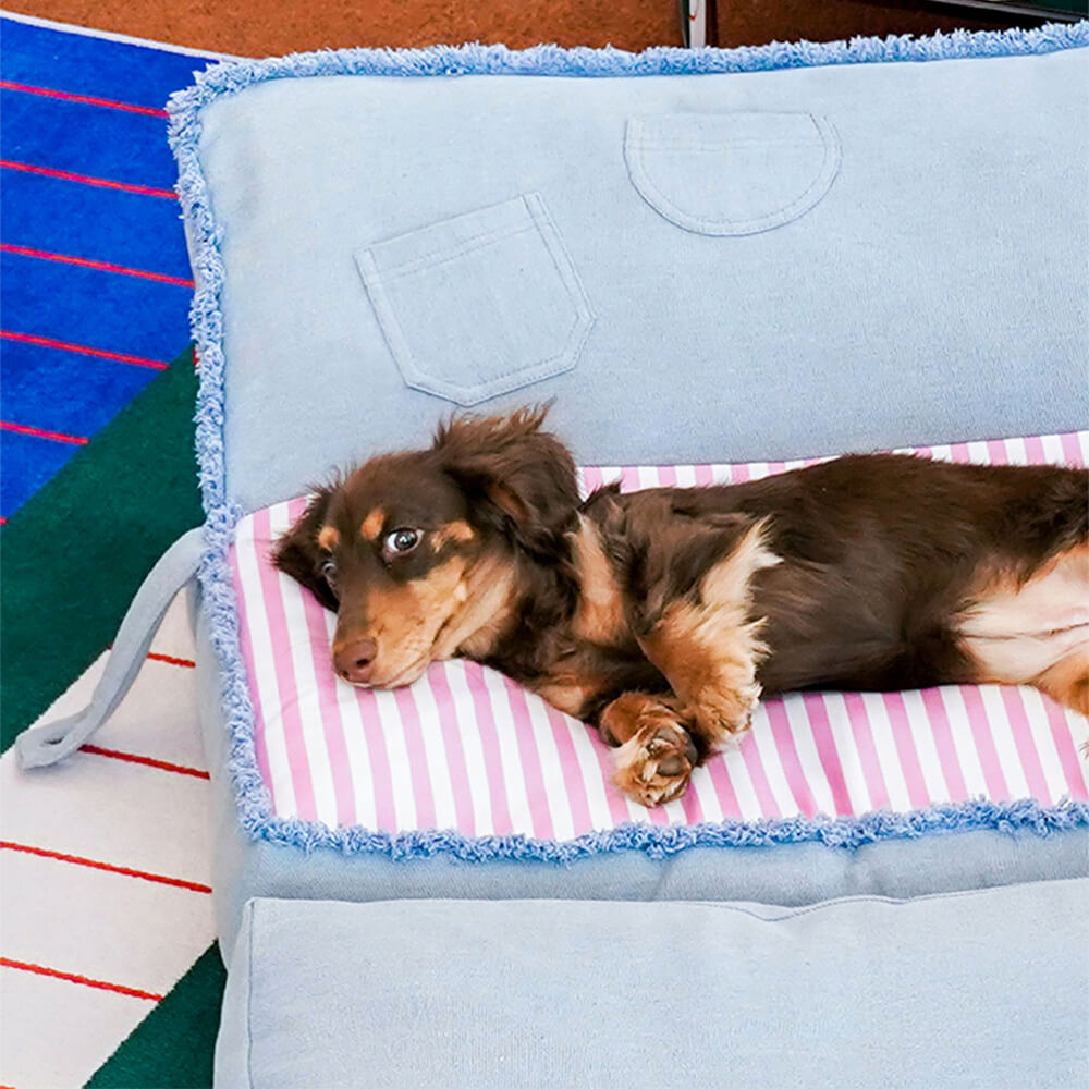 Spacious Foldable Denim Multi-Functional Dog & Cat Sofa Bed