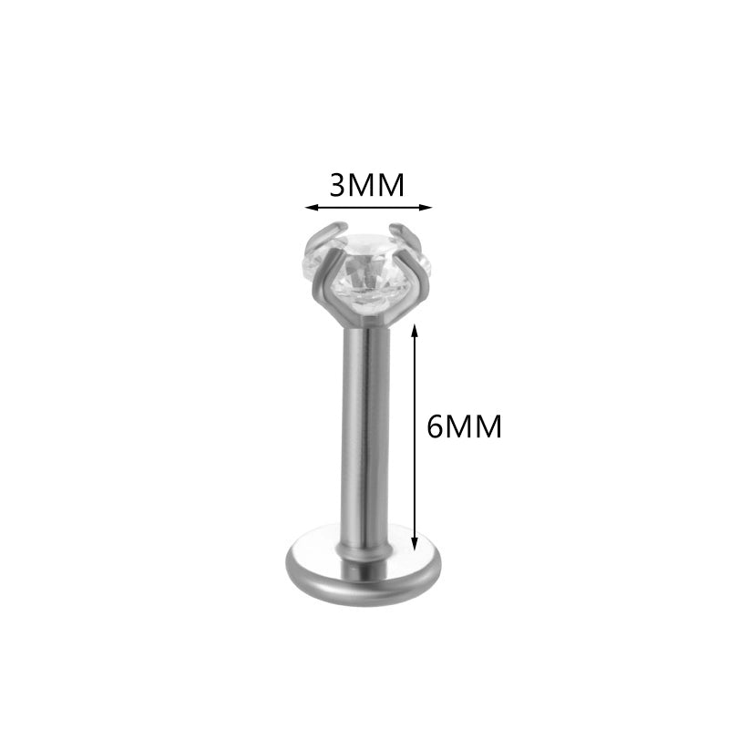 1 Piece Ear Cartilage Rings & Studs Minimalist Round 316L Stainless Steel  Plating Inlay Zircon