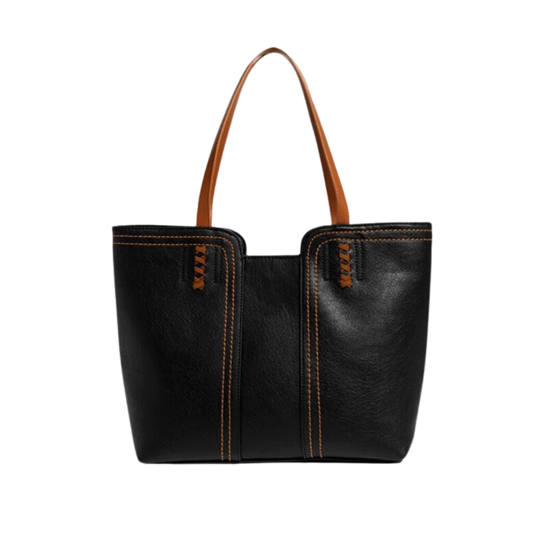 Retro Style PU Leather Commuter Tote Bag