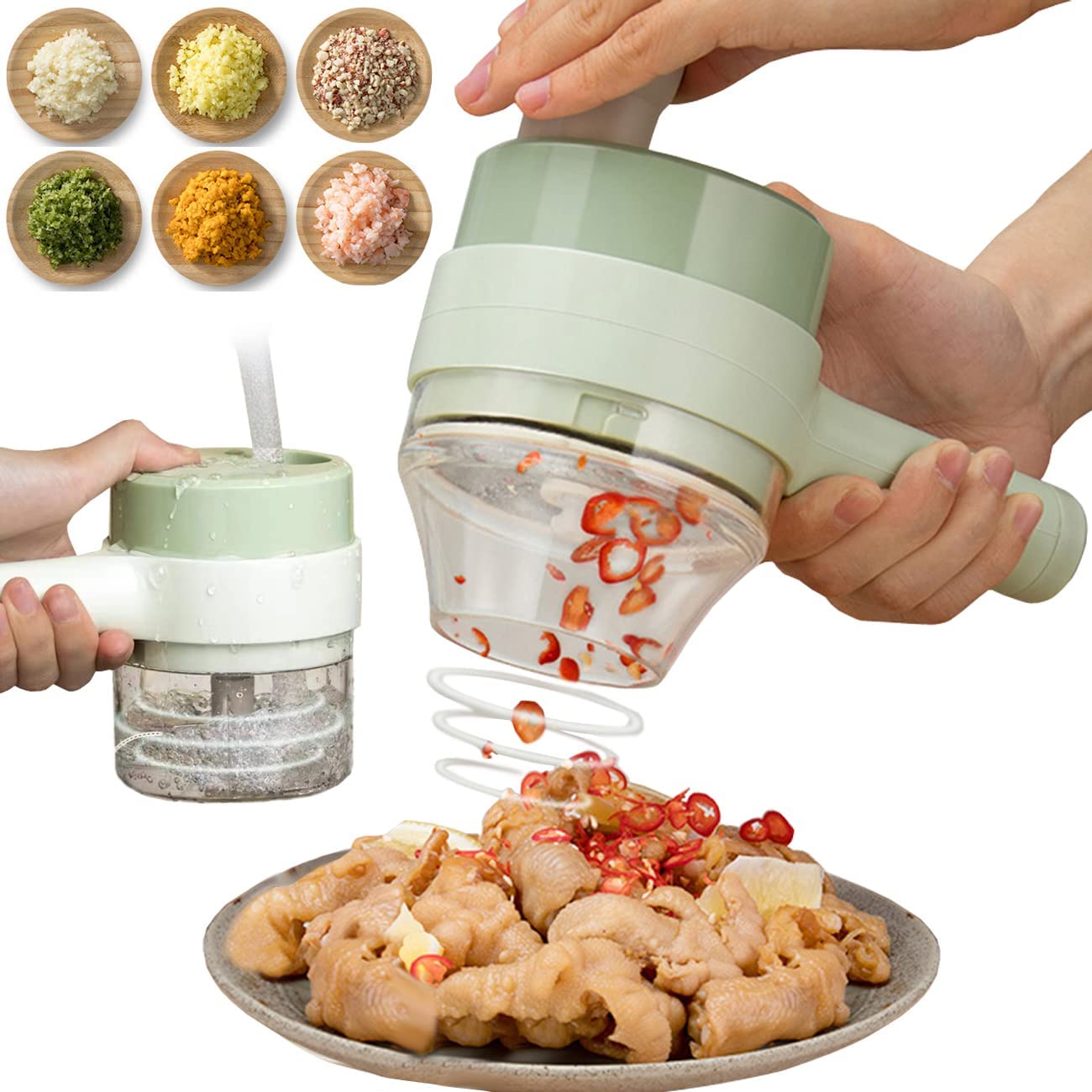 4 In 1 Handheld Rechargeable Vegetable Cutter Chopper