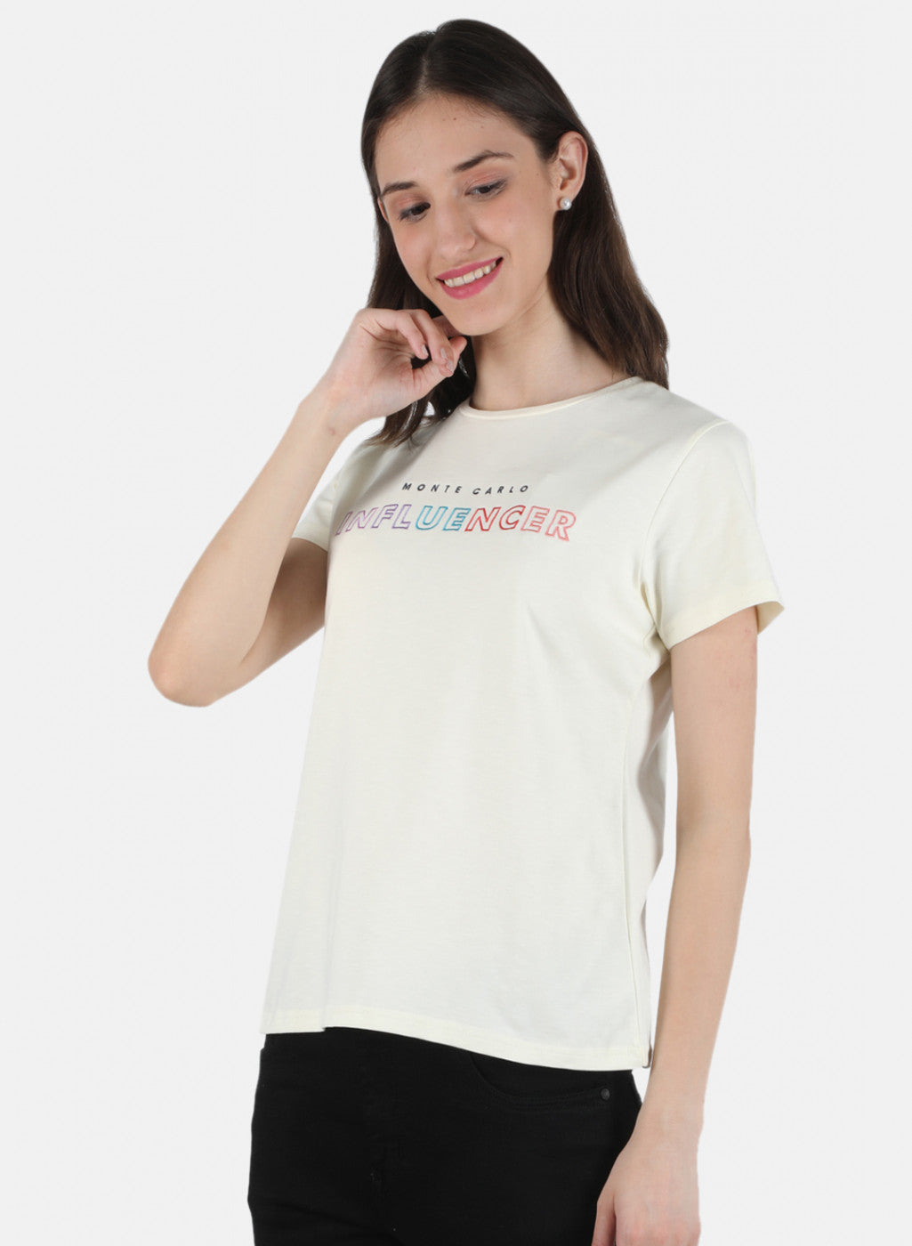 Women Off White Embroidered Top