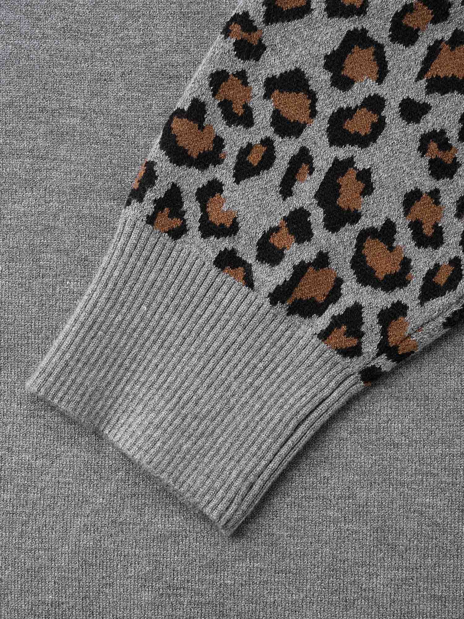 Leopard Print Raglan Sleeve Pullover