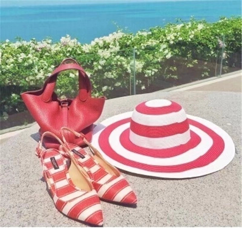 Women's Casual Minimalist Color Block Big Eaves Straw Hat