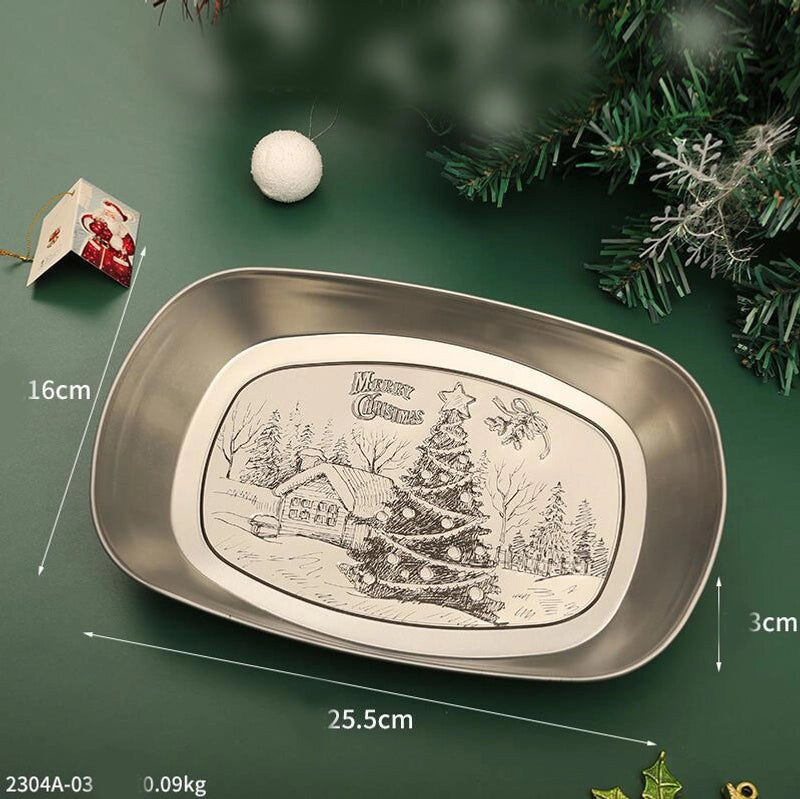 Casual Elegant Christmas Hat Christmas Tree Santa Claus Tinplate Tableware 1 Piece