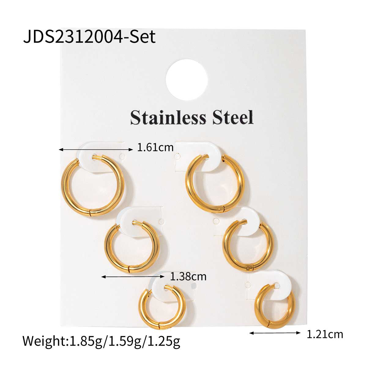 Jie Ding Three Pairs Of Stainless Steel Zircon Earrings Niche Pearl Earrings Titanium Steel Earrings