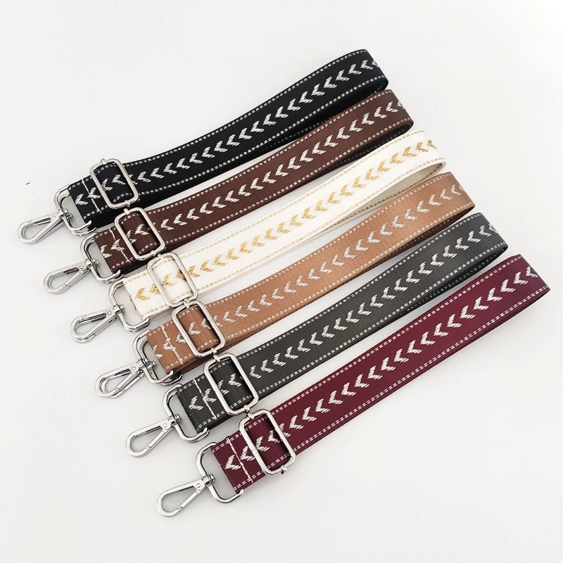 New Nylon Silver String Arrow Wide Shoulder Strap Adjustable Shoulder Crossbody Women Bag Accessories Bag Strap Replacement Long Strap