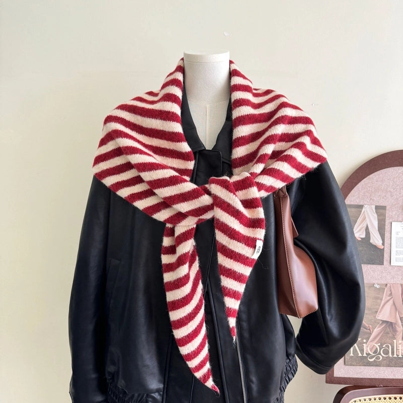 Women's Vacation Minimalist Stripe Blended Bevel Angle Shawl