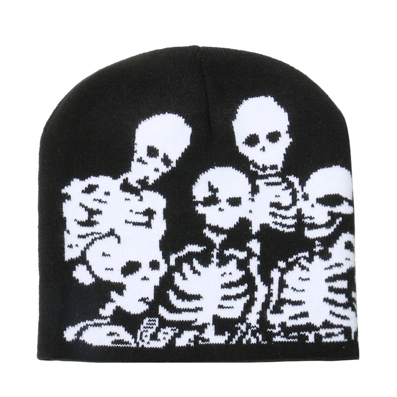 Men's Exaggerated Punk Streetwear Skull Skull Eaveless Wool Cap