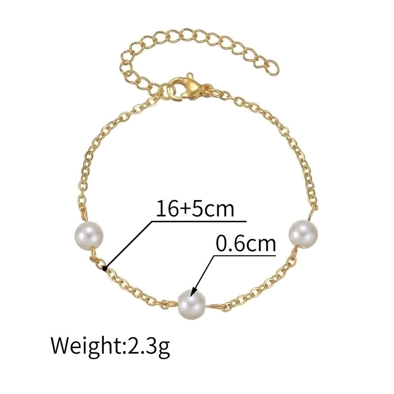Elegant Cute Streetwear Geometric 304 Stainless Steel 18K Gold Plated Artificial Pearls Bracelets In Bulk