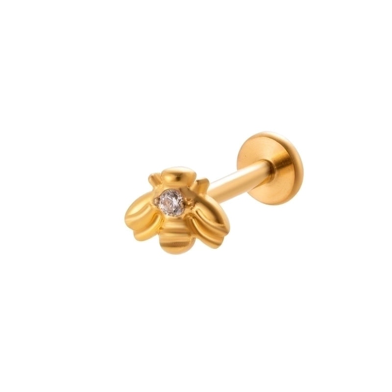 1 Piece Ear Cartilage Rings & Studs IG Style Vintage Style Leaves Heart Shape Bee Pure Titanium Plating Inlay Zircon