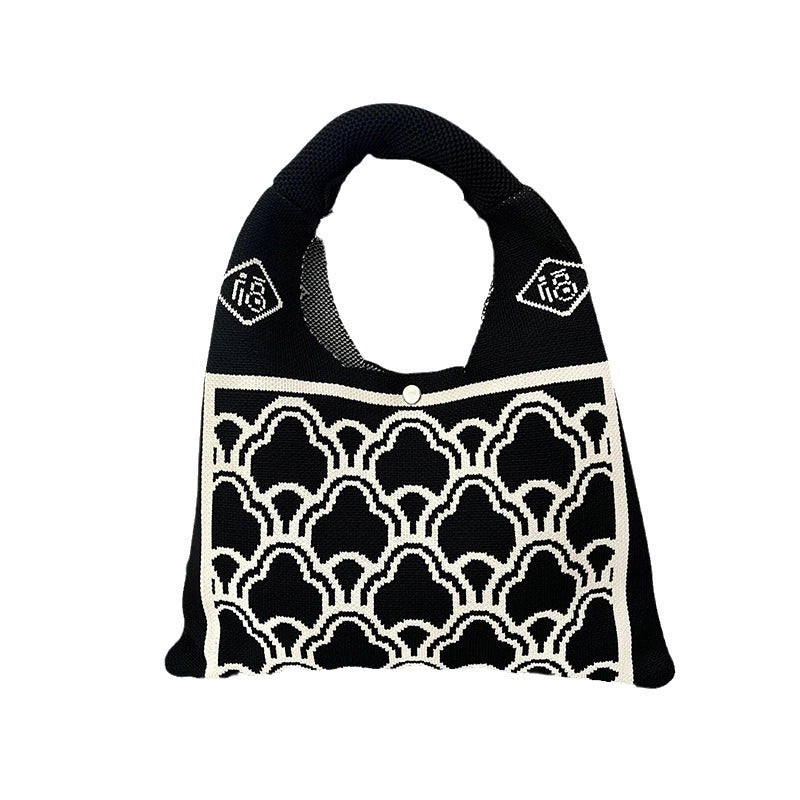 Women's Medium Polyester Printing Streetwear Dumpling Shape Buckle Handbag