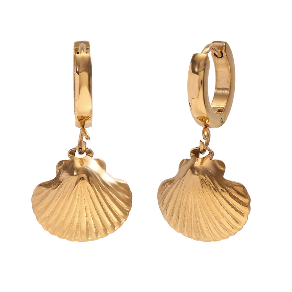 Fashion Dolphin Seahorse Animal Chinese Zodiac Stainless Steel 18K Gold Plated Earrings