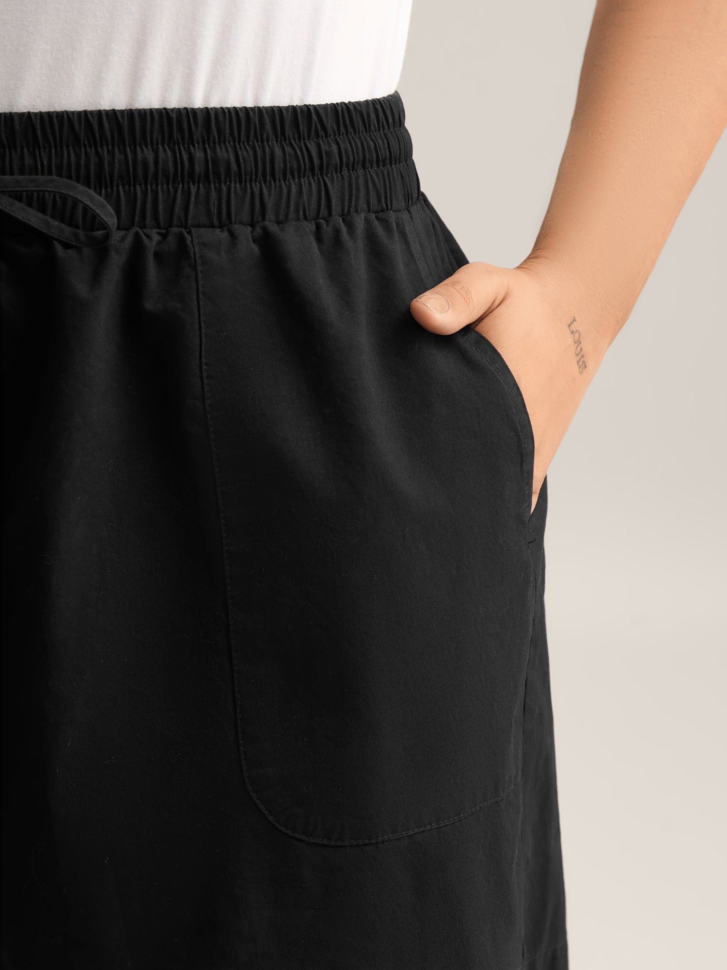 Waist-Drawstring Wide-Leg Shorts
