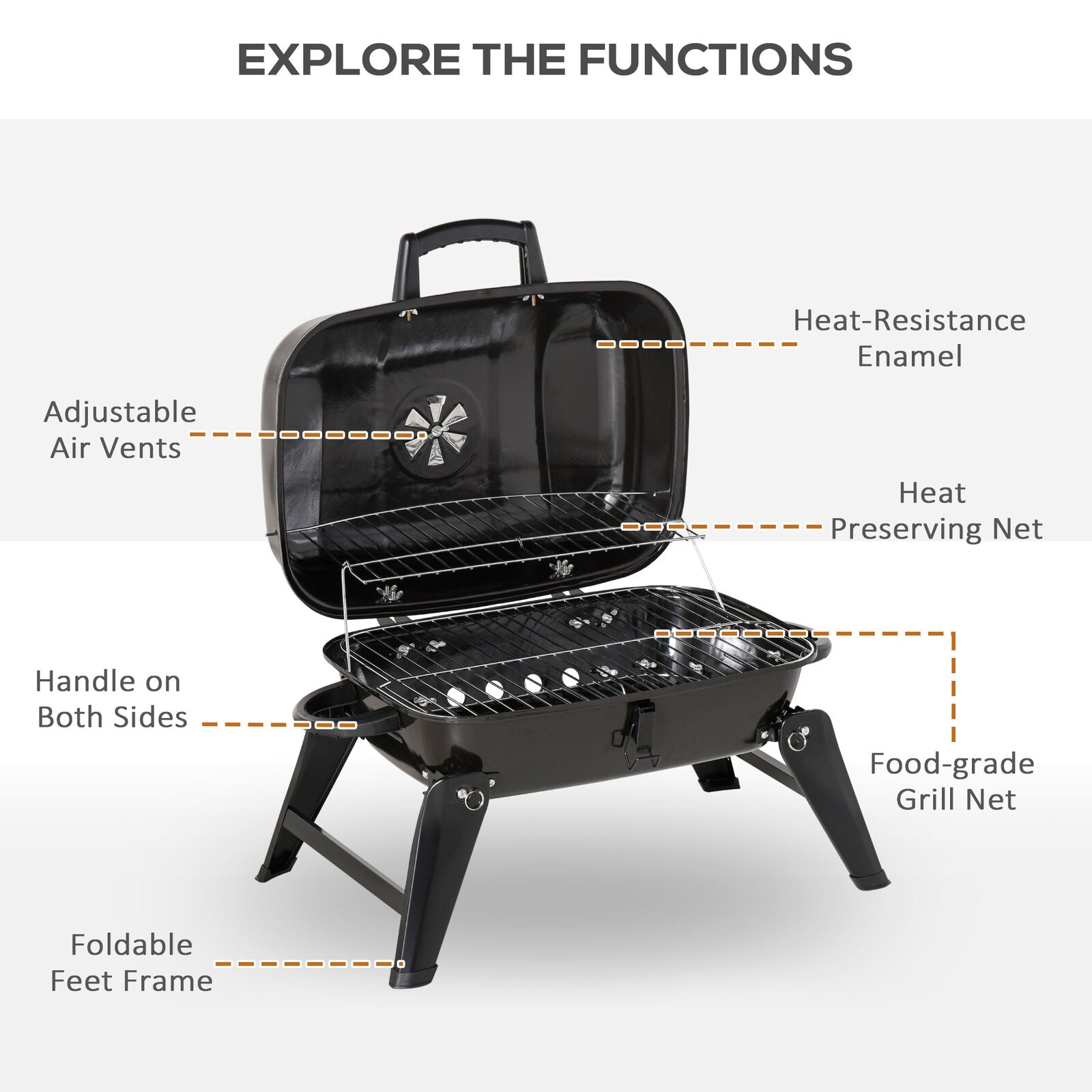 FOLDABLE TABLE TOP BARBEQUE GRILL