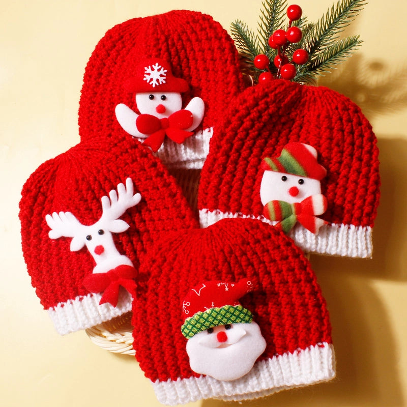 Children Unisex Cute Minimalist Santa Claus Snowman Elk Wool Cap