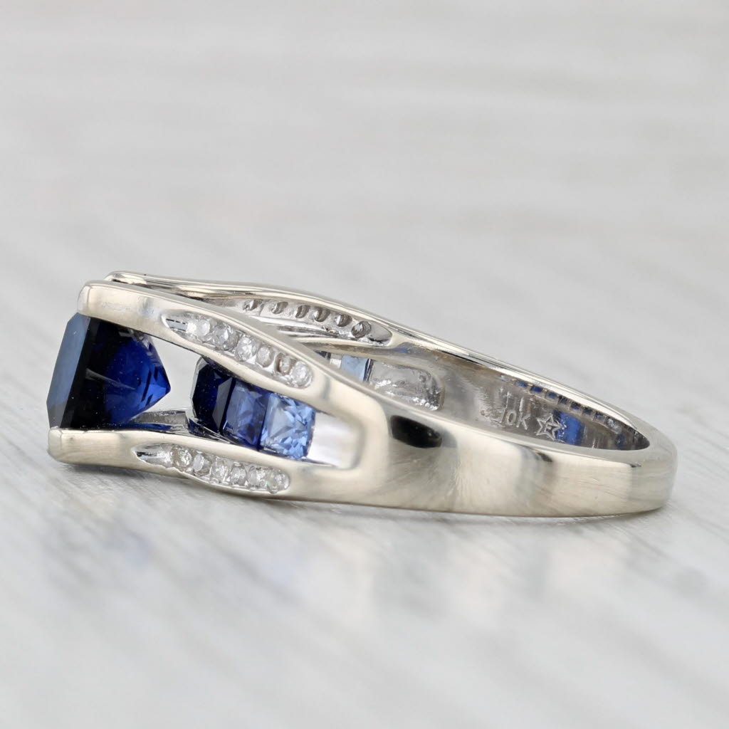 2.75ctw Lab Created Sapphire Diamond Ring 10k White Gold Size 6.75