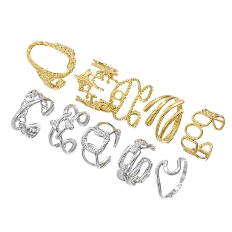 Elegant Leaves Flower Titanium Steel Open Rings