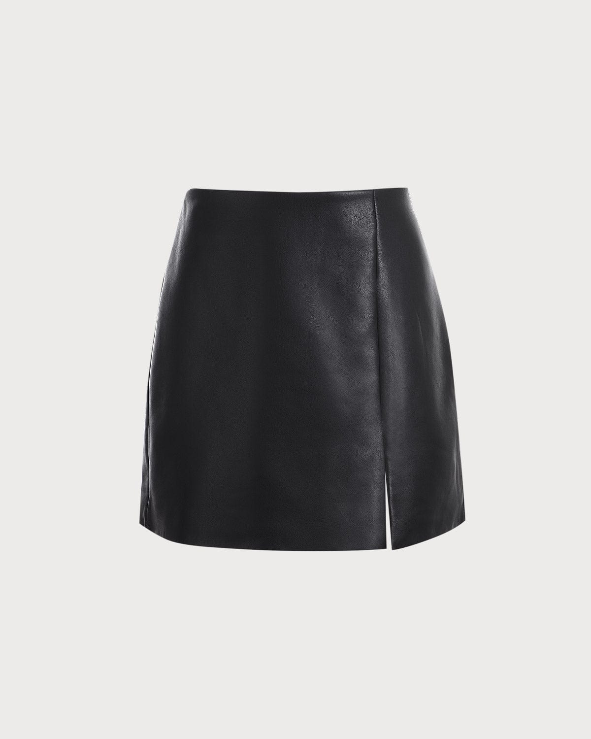 The Side Slit PU Leather A-line Mini Skirt