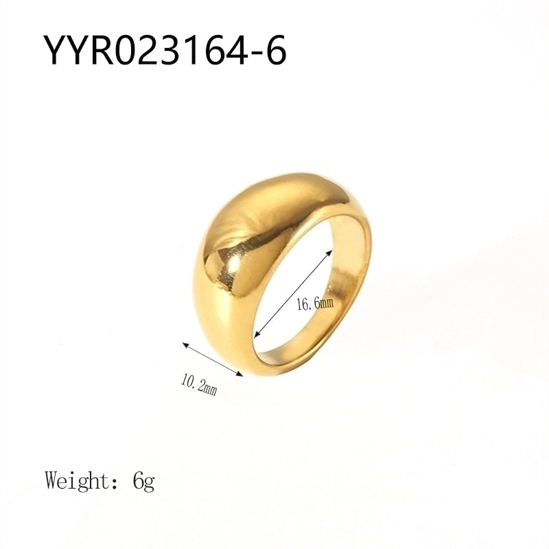 IG Style Retro Geometric 304 Stainless Steel Natural Stone Rhinestones Zircon 18K Gold Plated Polishing Plating Inlay Rings