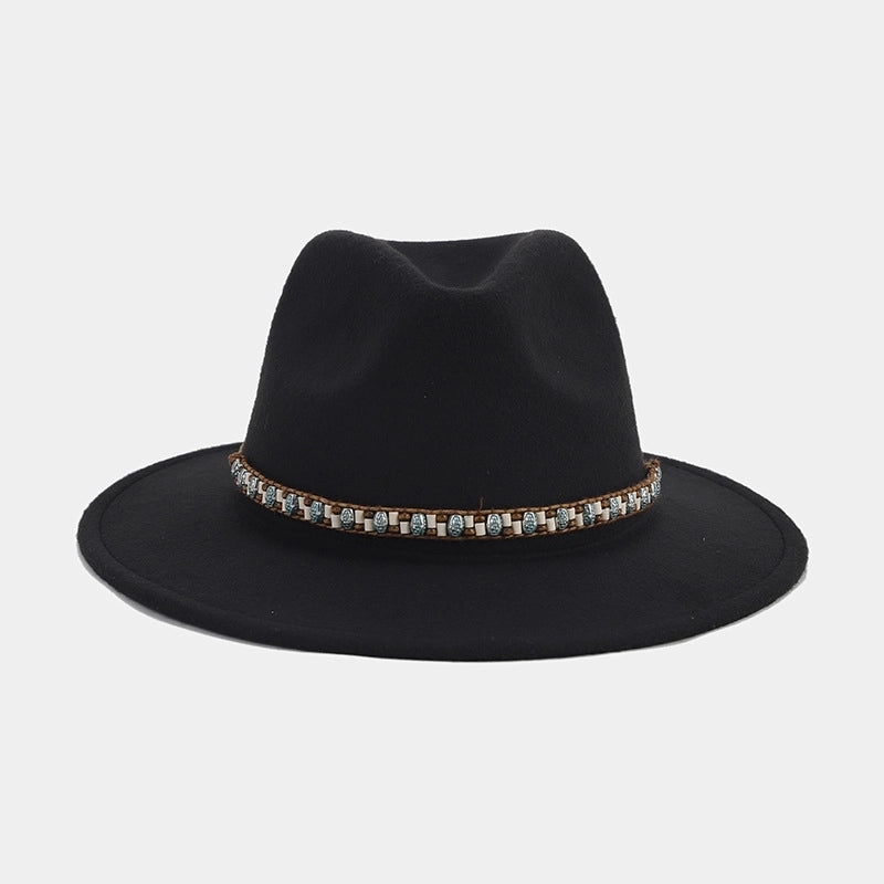 Women's Elegant Basic Solid Color Big Eaves Fedora Hat