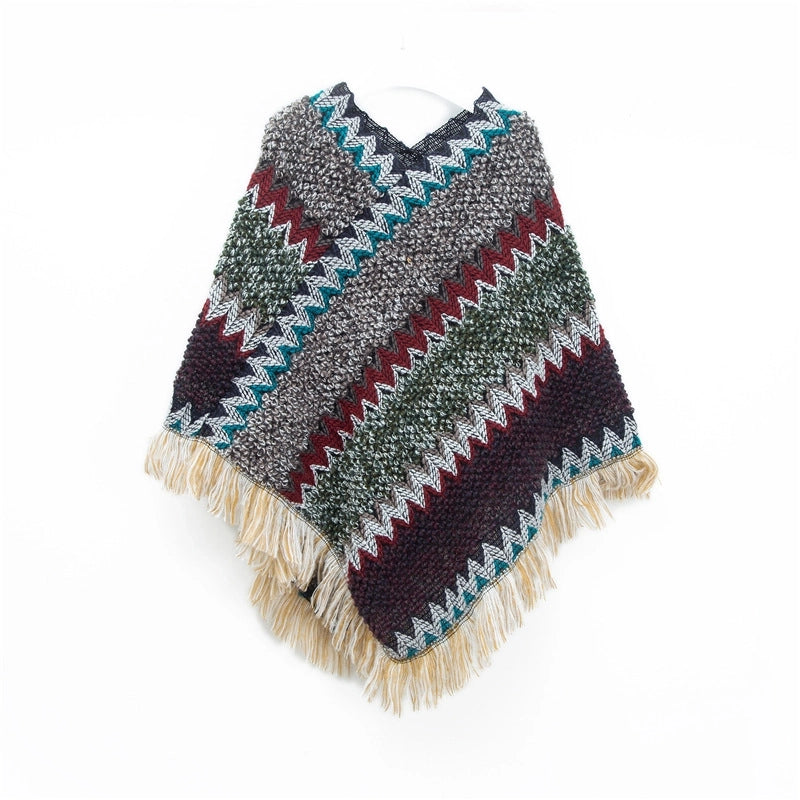Unisex Streetwear Stripe Acrylic Tassel Shawl
