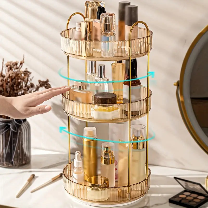 LUXURY 360° VANITY ORGANIZER – ROTATABLE MAKEUP STORAGE HOLDER