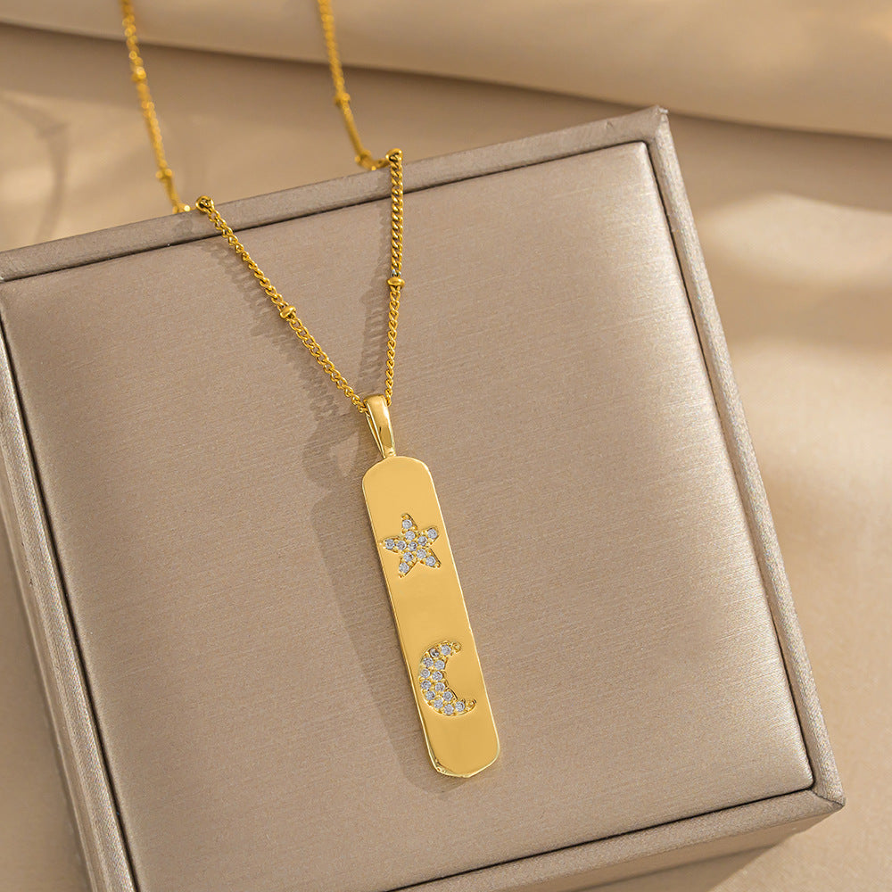Trendy Personalized Gold Bar Design Love Cross Rainbow Lightning Pendant Necklace