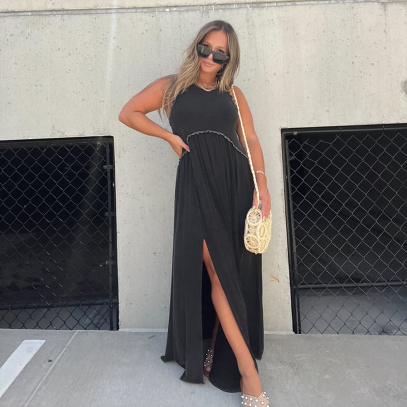 Slit Casual Simple Loose Maxi Long Dress(Buy 2 Free Shipping)