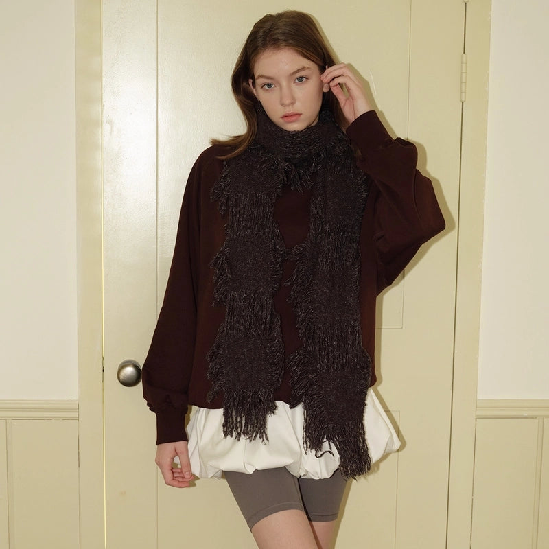 Women's Elegant Minimalist Solid Color Polyester Wol Tassel Scarf