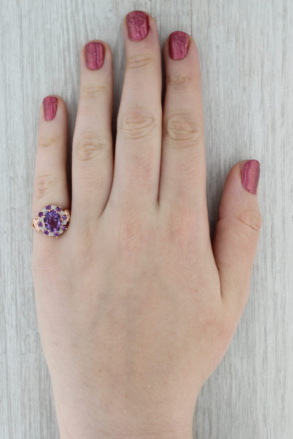 2.84ctw Amethyst Diamond Halo Ring 14k Rose Gold Size 7
